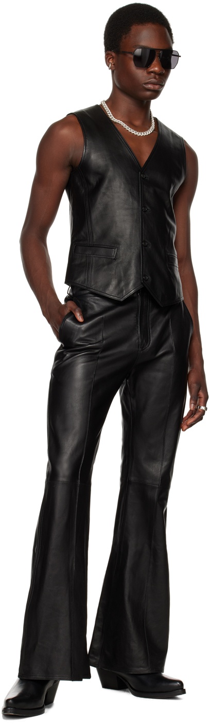 LU'U DAN Black Tailored Leather Waistcoat