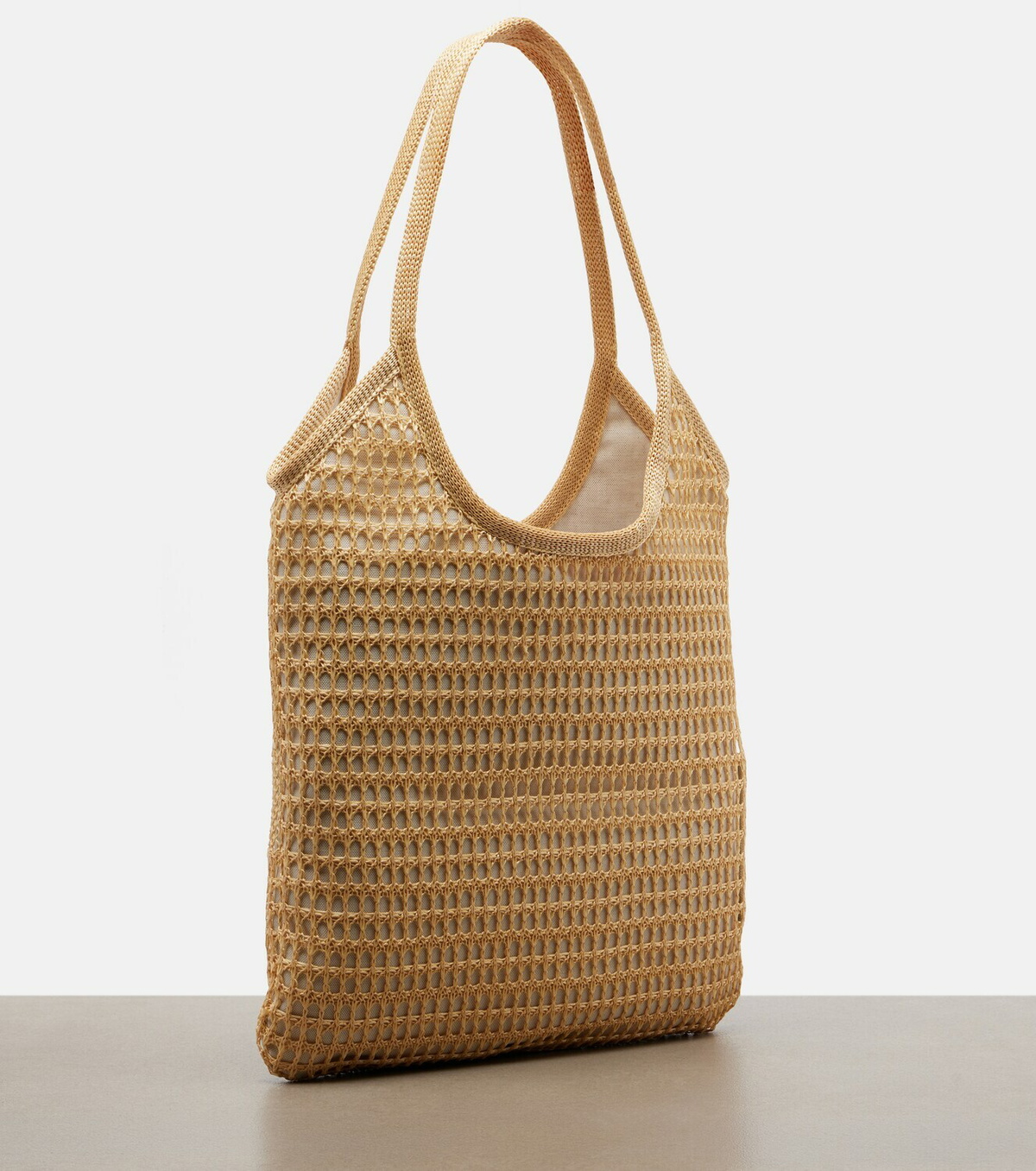 Miu Miu Ivy raffia-effect and linen shopper