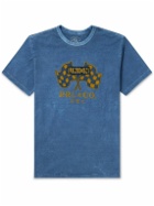RRL - Logo-Flocked Cotton-Jersey T-Shirt - Blue