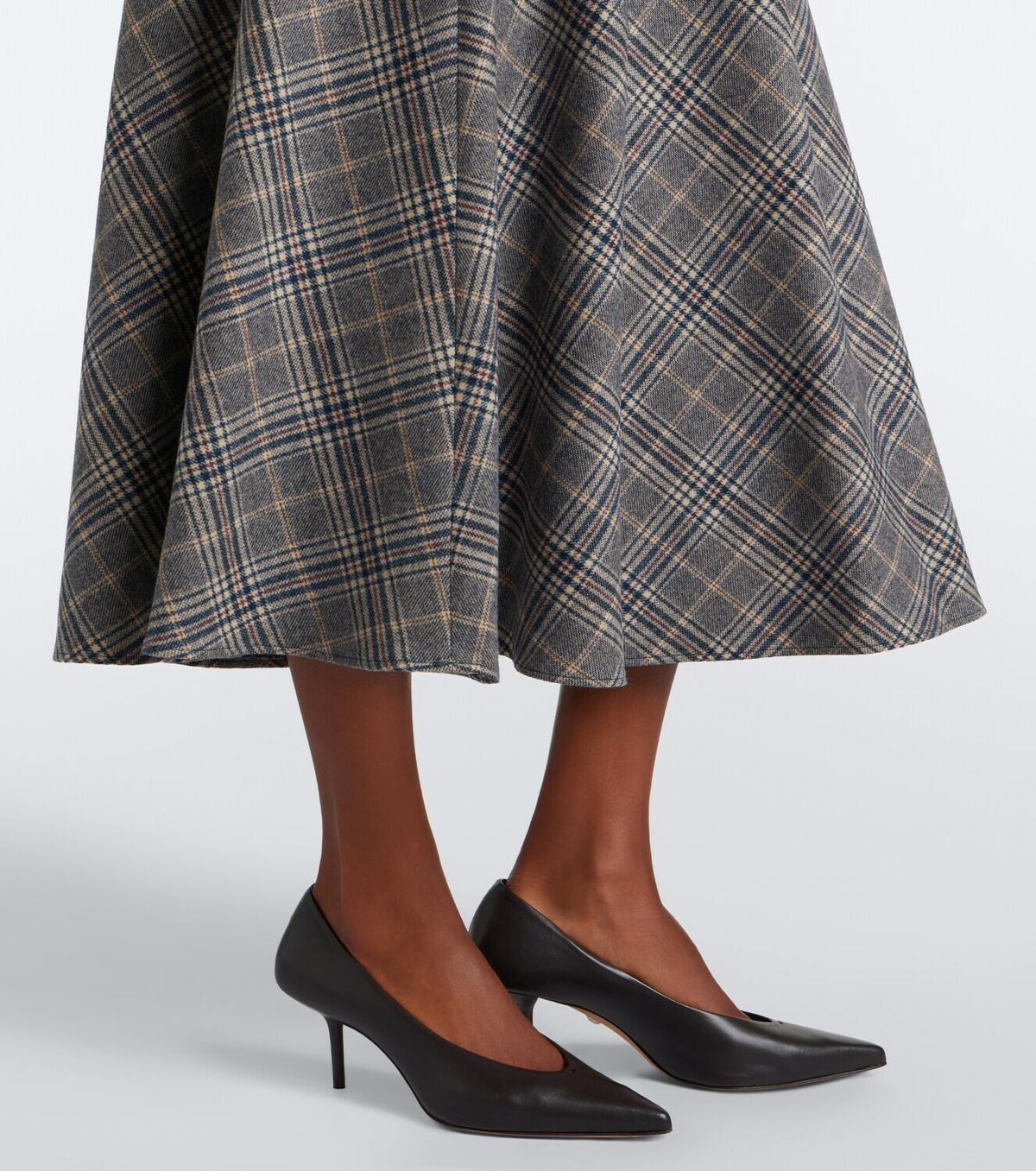 'S Max Mara Belted plaid virgin wool midi skirt