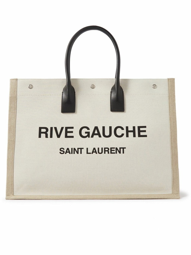 Photo: SAINT LAURENT - Leather-Trimmed Logo-Print Linen and Cotton-Blend Canvas Tote Bag