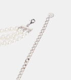 Self-Portrait Crystal Flower faux pearls-embellished choker