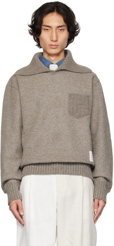 Photo: Thom Browne Brown Funnel Neck Sweater