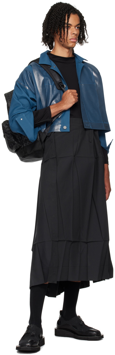 132 5. ISSEY MIYAKE Blue Tucked Foil Jacket