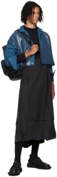 132 5. ISSEY MIYAKE Blue Tucked Foil Jacket
