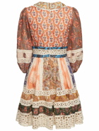 ZIMMERMANN - Devi Printed Linen Mini Dress W/lace