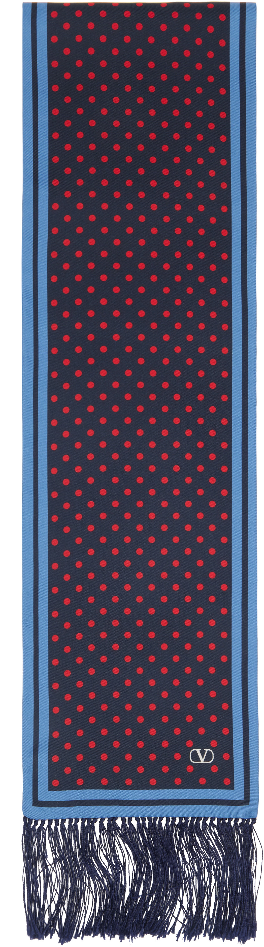 Valentino Navy & Red Plusdepois Silk Bandeau Scarf