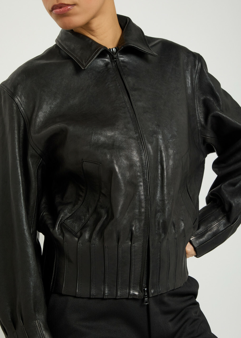 Aaron Esh Boxy Leather Jacket Black