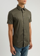 Emporio Armani Logo Cotton-blend Shirt Khaki