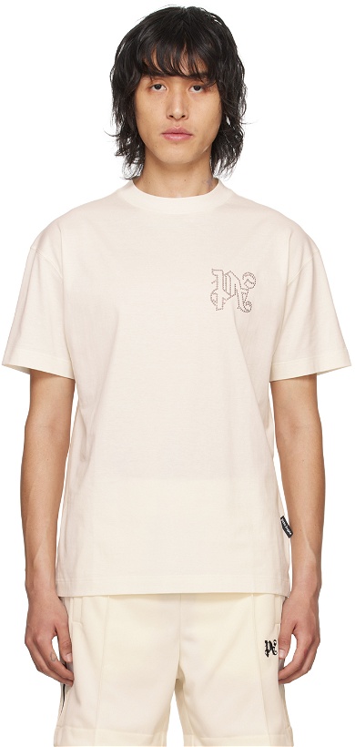 Photo: Palm Angels Off-White Monogram Stud T-Shirt