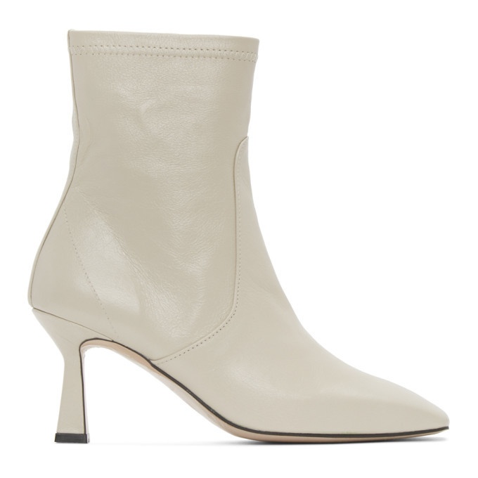 LOW CLASSIC Off-White Leather Stiletto Boots Low Classic