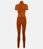 Alex Perry Benton devoré zebra-print catsuit