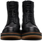 Dries Van Noten Black Grained Leather Lace-Up Boots