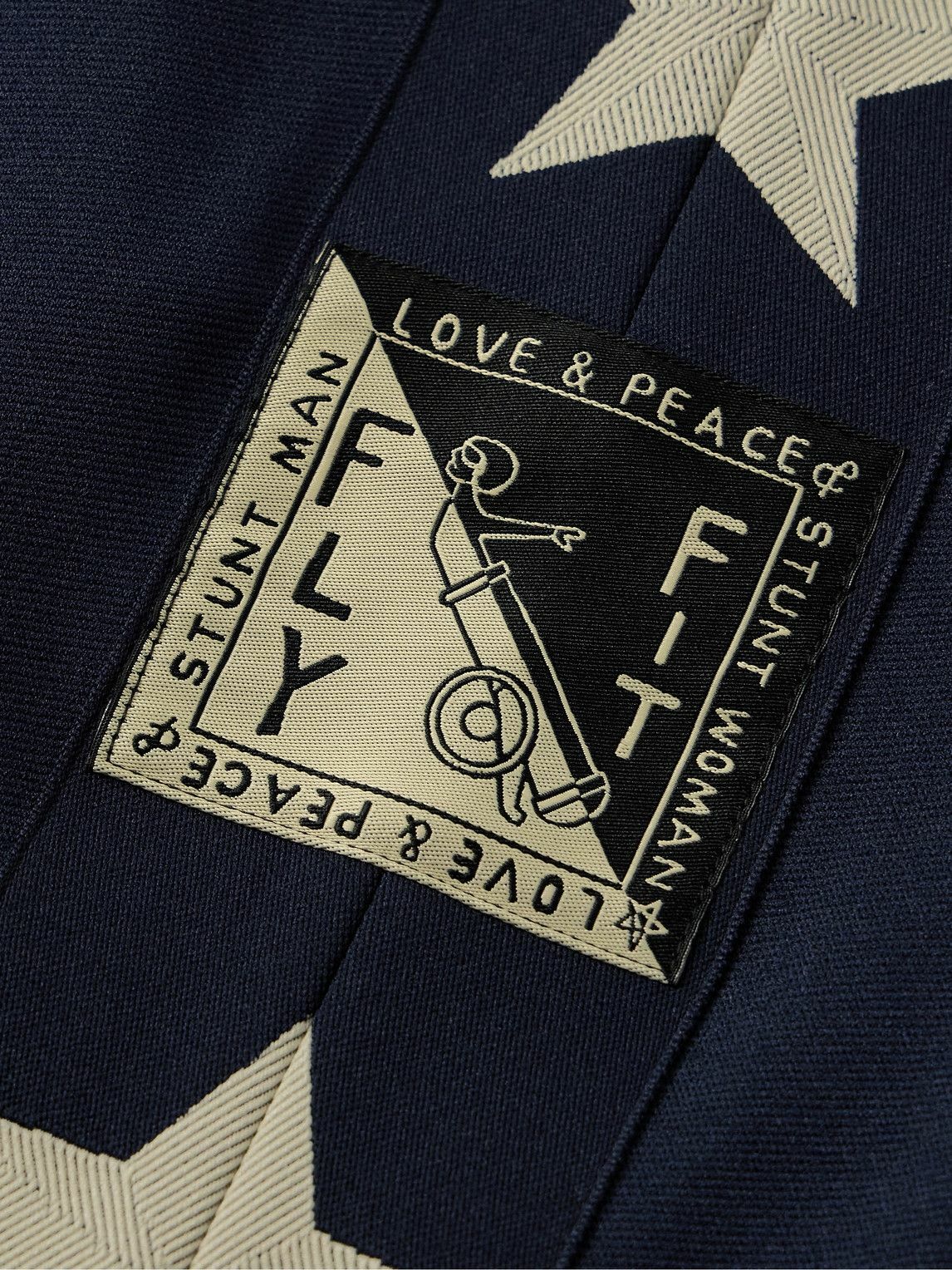 KAPITAL - Wide-Leg Pleated Logo-Appliquéd Tech-Jersey Jacquard Track Pants - Blue