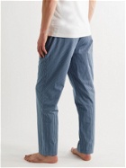 HUGO BOSS - Striped Cotton-Poplin Pyjama Trousers - Blue
