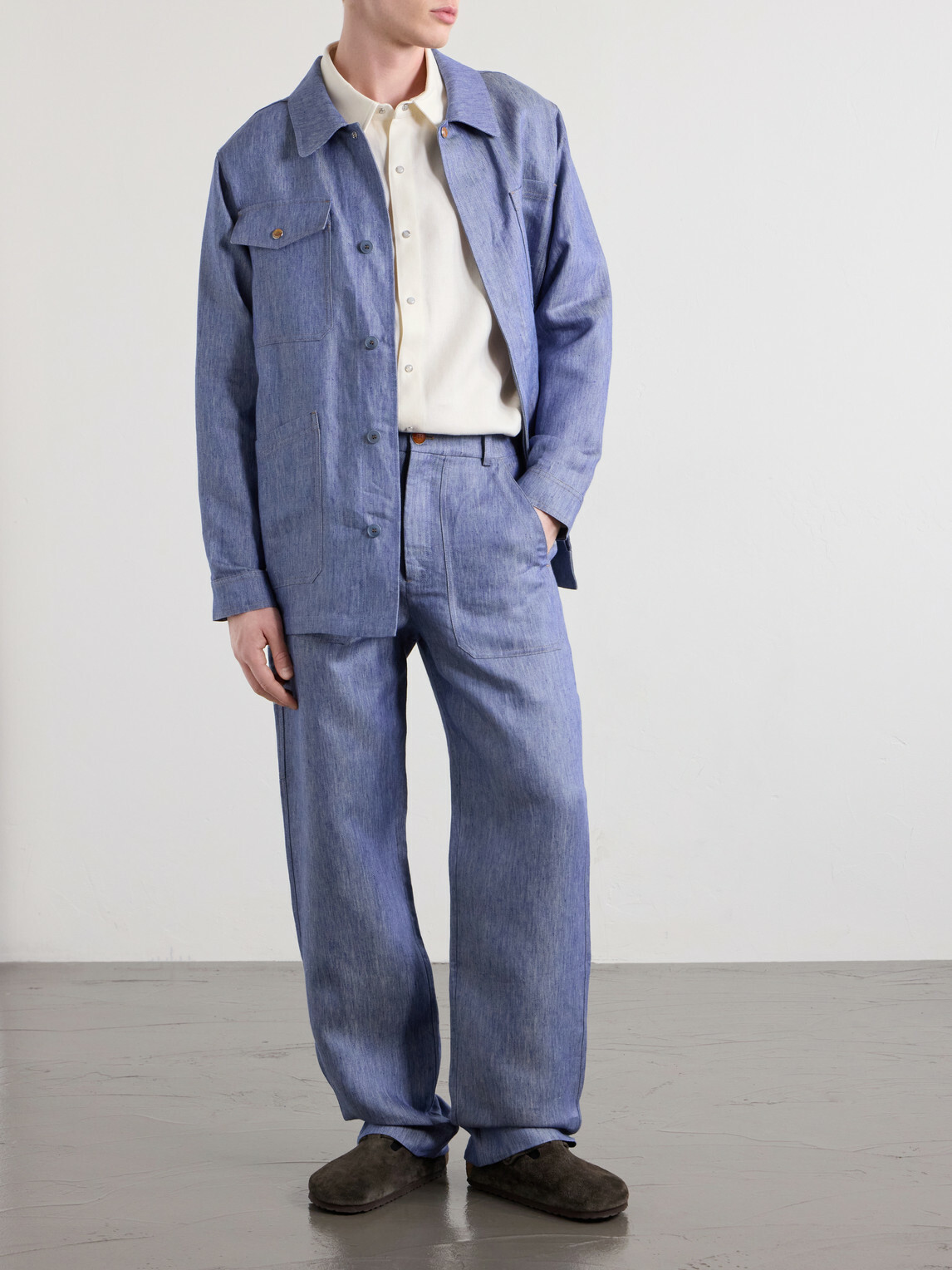 God's True Cashmere - Wide-Leg Linen Trousers - Blue