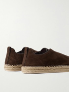 Zegna - Triple Stitch™ Leather-Trimmed Suede Slip-On Sneakers - Brown