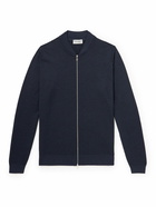 John Smedley - Honeycomb-Knit Merino Wool Zip-Up Cardigan - Blue