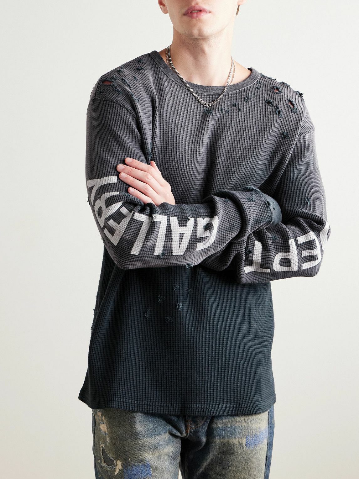 Gallery Dept. - Urcle Distressed Logo-Print Waffle-Knit