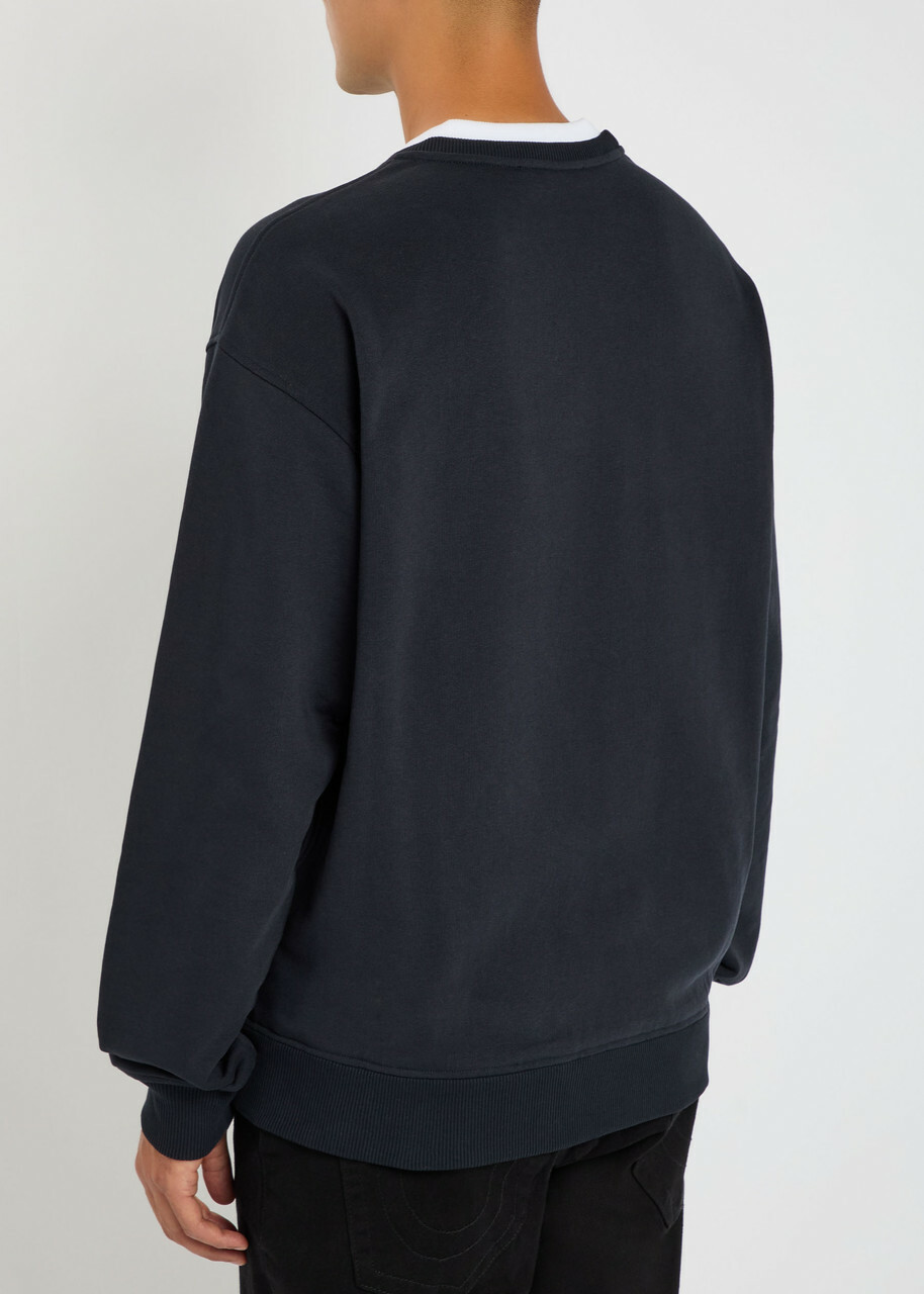 Dolce & Gabbana Logo-embroidered Cotton Sweatshirt Blue