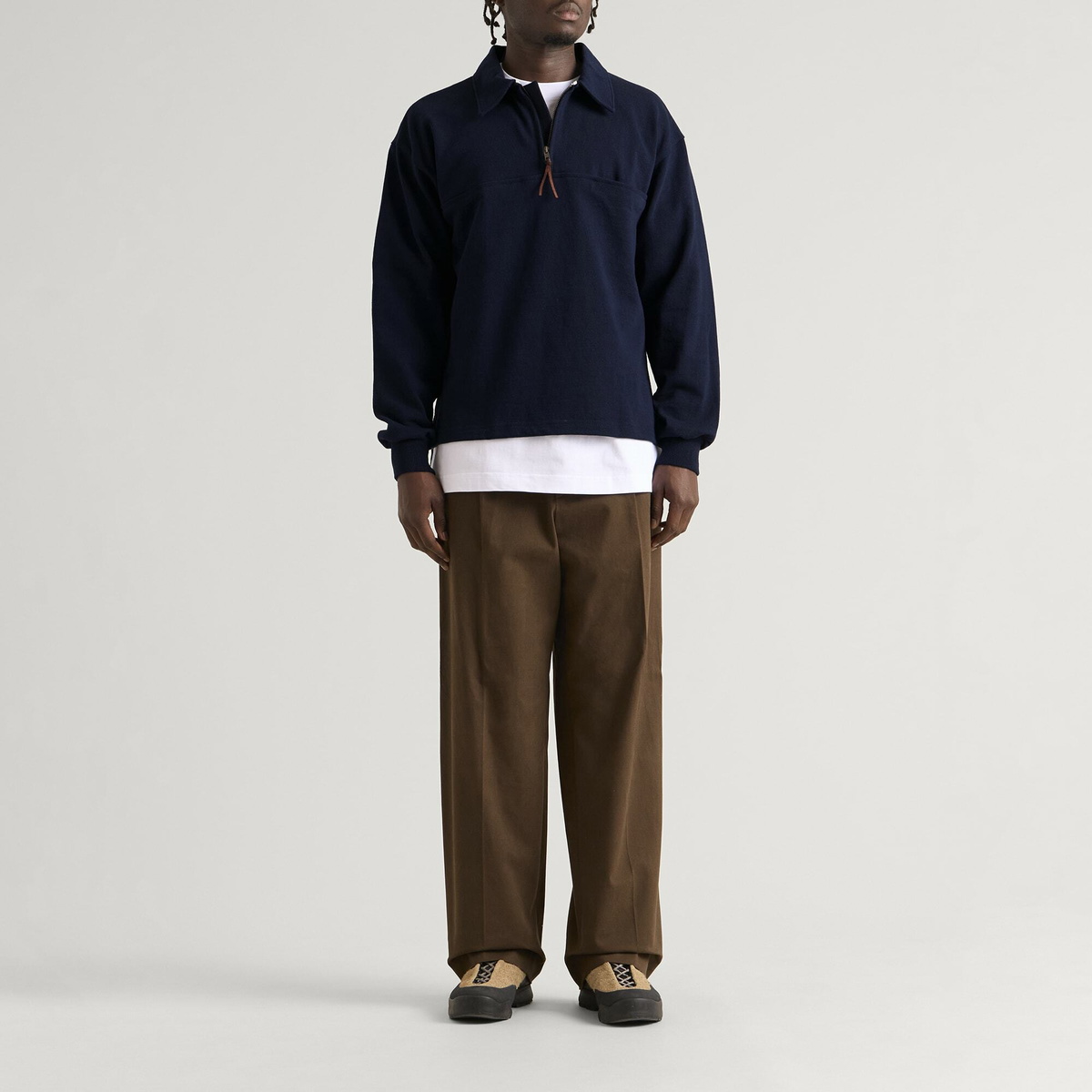 Café Mountain Men's Quarter Zip Heavy Sweatshirt in Navy