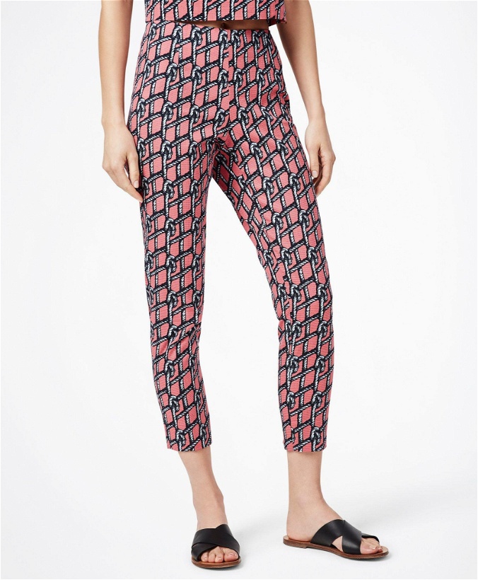 Photo: Brooks Brothers Women's Rope-Print Stretch-Cotton Pique Pants | Red
