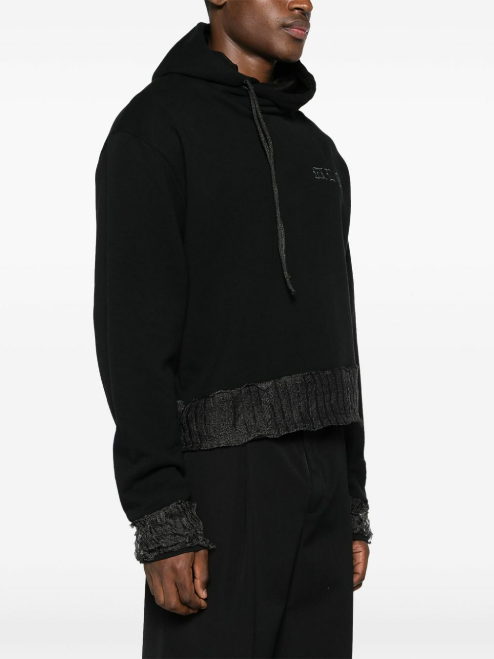 MLGA Black Asymmetric Cotton Hoodie