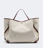 Chloé Chloé Clover leather-trimmed canvas tote bag