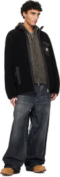 Moncler Black Teddy Pocket Zip-Up Jacket