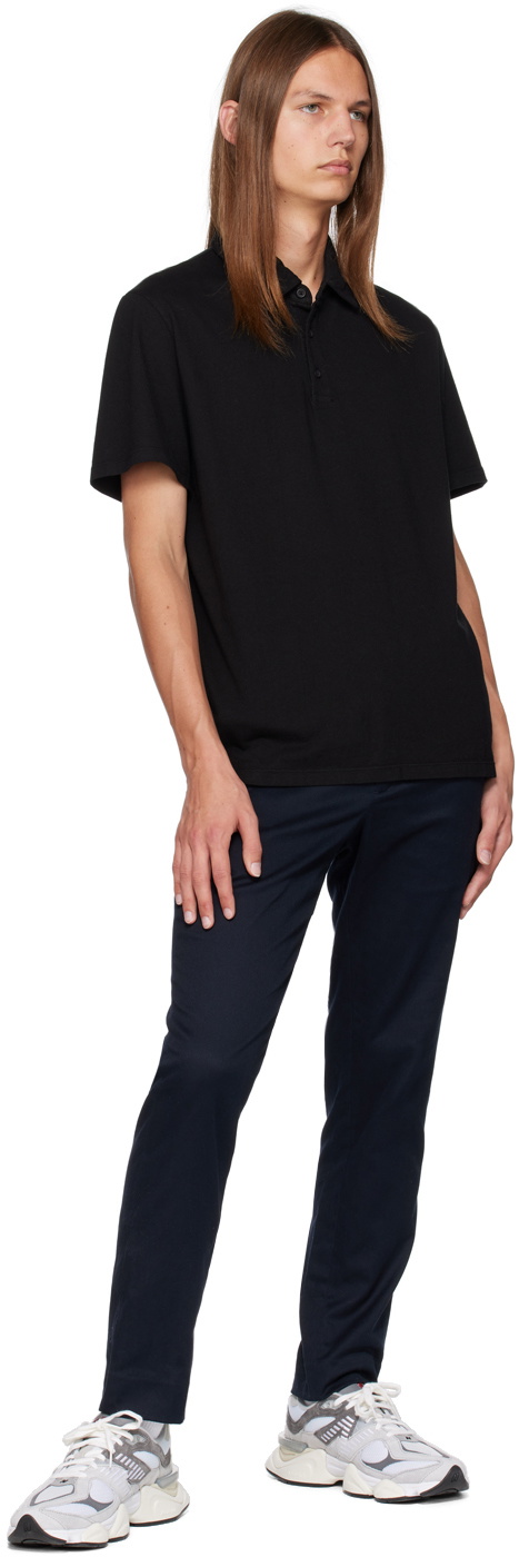Vince Black Garment-Dyed Polo