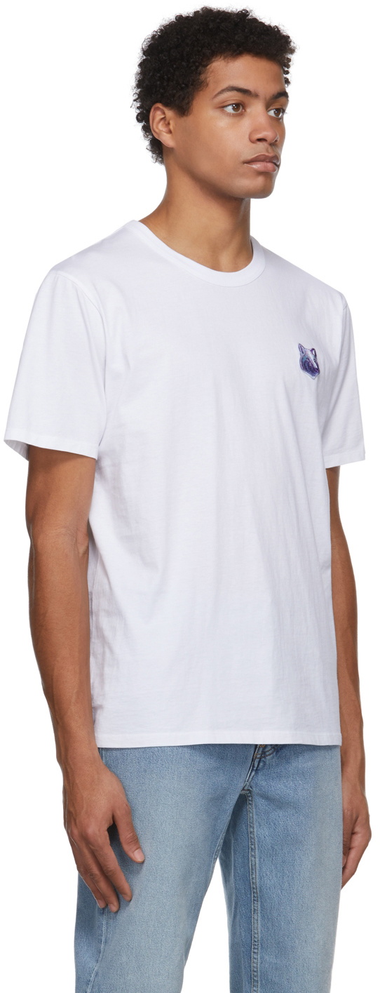 Maison Kitsuné White Cool Tone Fox Head Patch T-Shirt Maison Kitsune