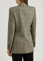 Chloe Women's Checked Double-breasted Wool Blazer Size 40 (UK12 / M), Features Peaked Lapels & Padded Shoulders Multicoloured 1