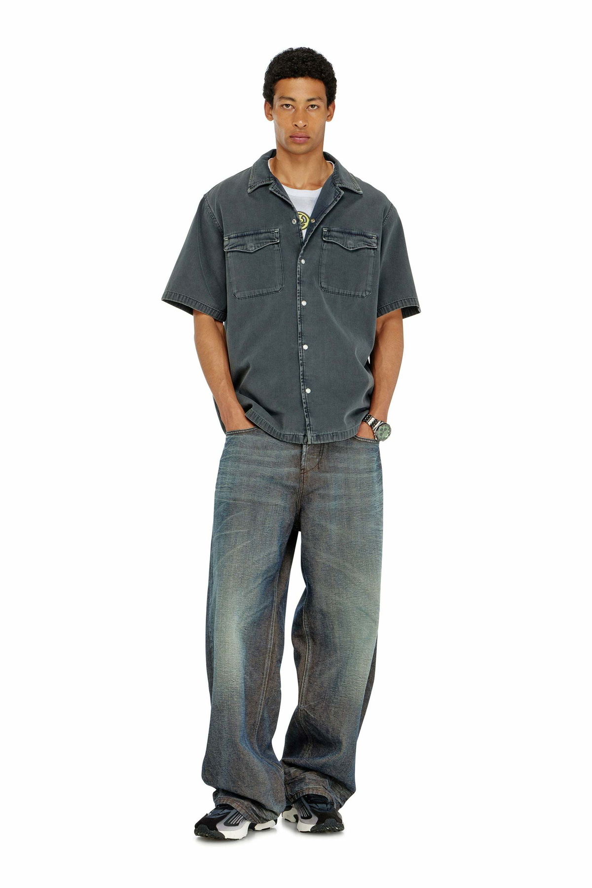 Diesel Bowling shirt in coloured denim - Denim Shirts Mens in Grey