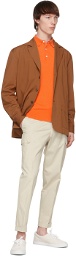 DOPPIAA Orange Knit Aaric Long Sleeve Polo