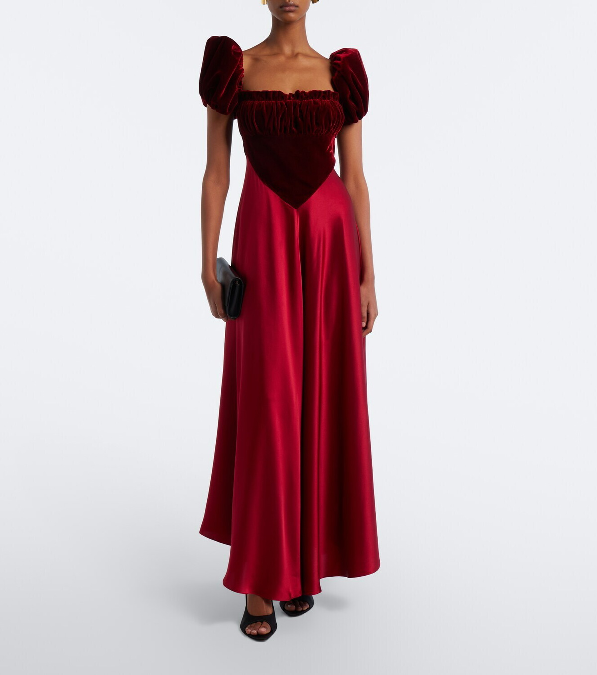 Rodarte Silk satin and velvet midi dress