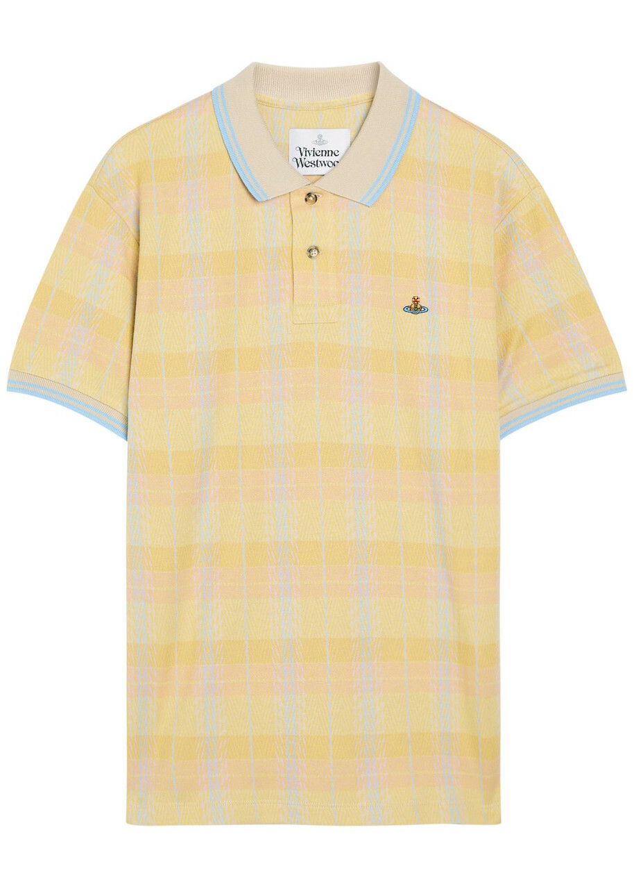 Vivienne Westwood Logo-embroidered Herringbone Cotton Polo Shirt Yellow