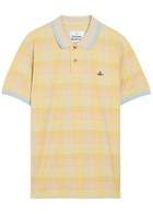 Vivienne Westwood Logo-embroidered Herringbone Cotton Polo Shirt Yellow