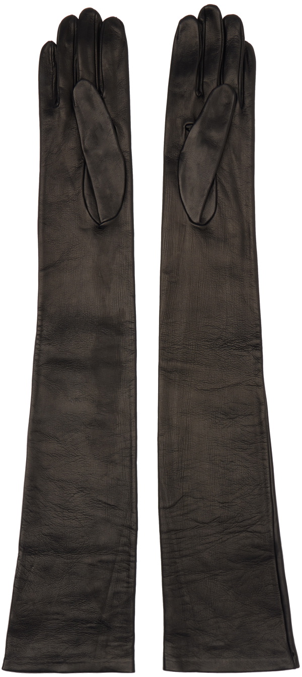 Dries Van Noten Black Soft Leather Gloves
