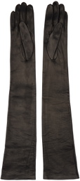 Dries Van Noten Black Soft Leather Gloves