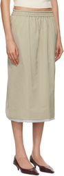 Carven Gray Pull-On Midi Skirt