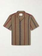 Kardo - Ronen Camp-Collar Striped Jacquard-Knit Cotton Shirt - Green