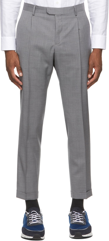 Photo: Z Zegna Grey Wool One Pleat Trousers