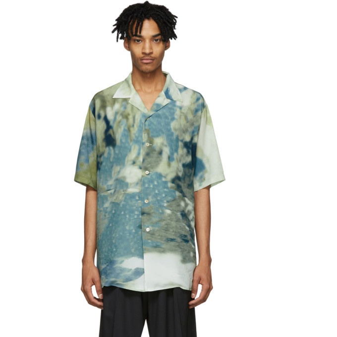 Photo: BED J.W. FORD Blue and Green Sky Half-Sleeve Shirt