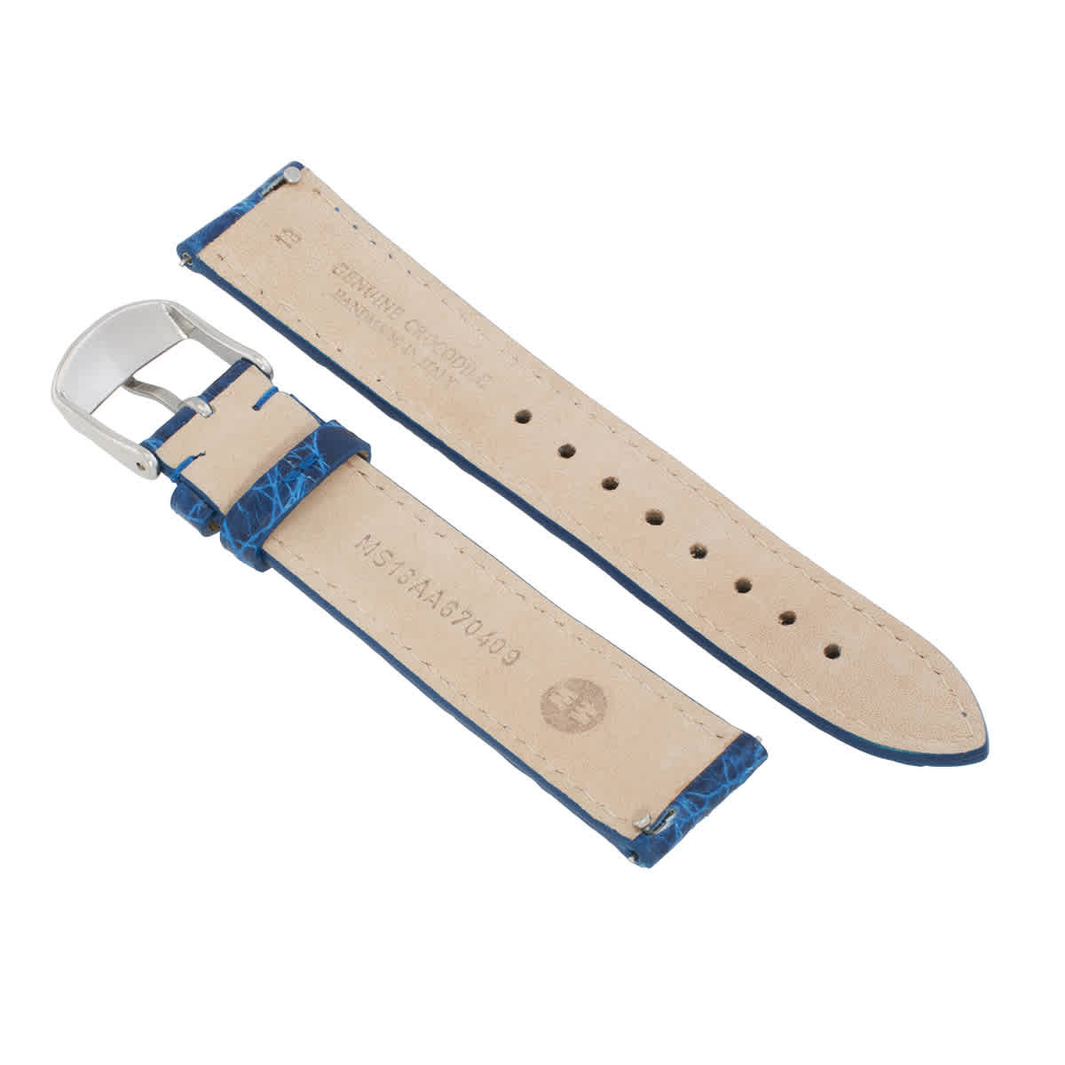MICHELE 18MM Cobalt Crocodile Leather Strap