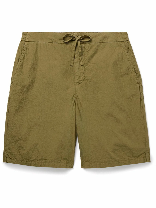 Photo: Frescobol Carioca - Sergio Straight-Leg Cotton-Blend Seersucker Drawstring Shorts - Green