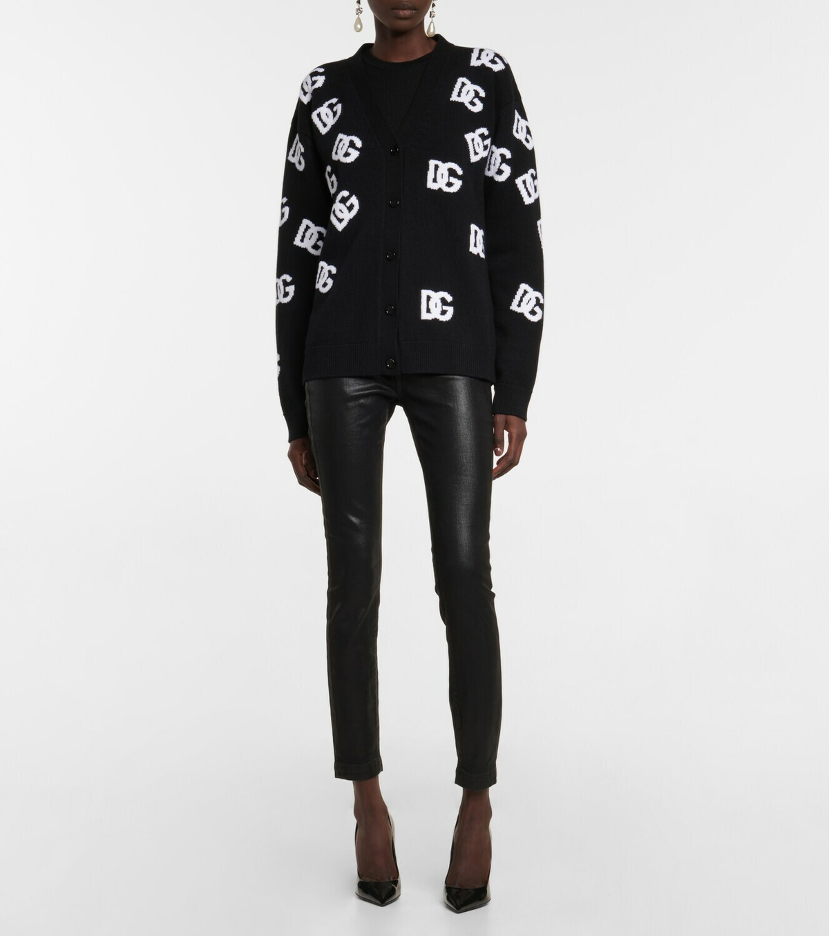 Dolce & Gabbana Blue Wool STAFF Down Cardigan Sweater