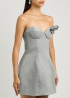 Giuseppe DI Morabito Flower-embellished Strapless Jersey Mini Dress Grey