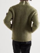 Stone Island Shadow Project - Logo-Appliquéd Textured-Knit Half-Zip Sweater - Green