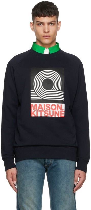 Photo: Maison Kitsuné Navy Anthony Burrill Edition Sweatshirt