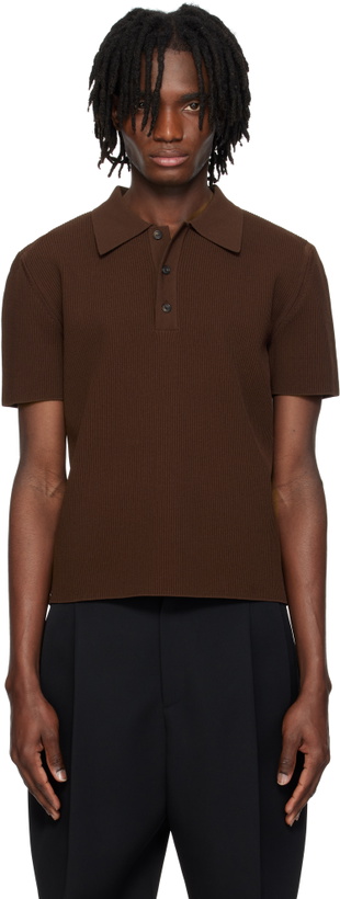 Photo: RECTO Brown Compact Knit Classic Polo